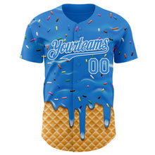 Загрузить изображение в средство просмотра галереи, Custom Electric Blue-White Ice Cream Waffle Foodie Dessert Authentic Baseball Jersey
