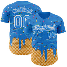 Загрузить изображение в средство просмотра галереи, Custom Electric Blue-White Ice Cream Waffle Foodie Dessert Authentic Baseball Jersey
