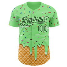 Загрузить изображение в средство просмотра галереи, Custom Pea Green-Black Ice Cream Waffle Foodie Dessert Authentic Baseball Jersey
