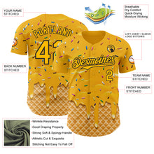 Charger l'image dans la galerie, Custom Gold-Black Ice Cream Waffle Foodie Dessert Authentic Baseball Jersey
