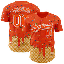 Загрузить изображение в средство просмотра галереи, Custom Orange-White Ice Cream Waffle Foodie Dessert Authentic Baseball Jersey
