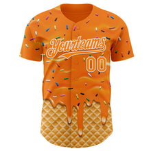 Charger l'image dans la galerie, Custom Bay Orange-White Ice Cream Waffle Foodie Dessert Authentic Baseball Jersey
