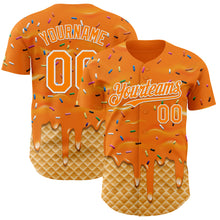 Charger l'image dans la galerie, Custom Bay Orange-White Ice Cream Waffle Foodie Dessert Authentic Baseball Jersey
