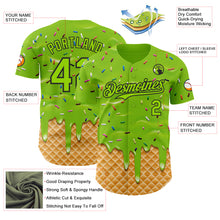 Загрузить изображение в средство просмотра галереи, Custom Neon Green-Black Ice Cream Waffle Foodie Dessert Authentic Baseball Jersey
