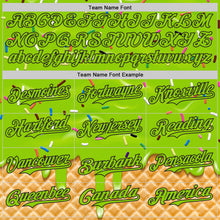 Загрузить изображение в средство просмотра галереи, Custom Neon Green-Black Ice Cream Waffle Foodie Dessert Authentic Baseball Jersey
