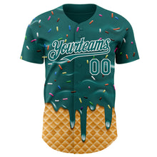 Load image into Gallery viewer, Custom Teal-White Ice Cream Waffle Foodie Dessert Authentic Baseball Jersey
