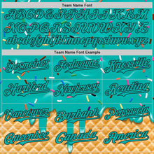 Load image into Gallery viewer, Custom Aqua-Black Ice Cream Waffle Foodie Dessert Authentic Baseball Jersey
