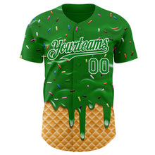 Load image into Gallery viewer, Custom Grass Green-White Ice Cream Waffle Foodie Dessert Authentic Baseball Jersey
