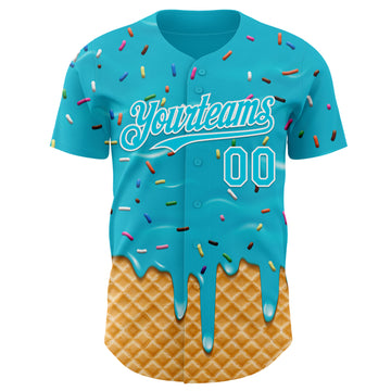 Custom Lakes Blue-White Ice Cream Waffle Foodie Dessert Authentic Baseball Jersey