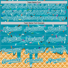 Laden Sie das Bild in den Galerie-Viewer, Custom Teal-White Ice Cream Waffle Foodie Dessert Authentic Baseball Jersey
