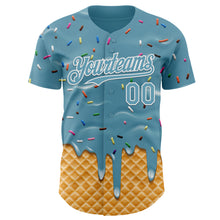 Load image into Gallery viewer, Custom Shadow Blue-White Ice Cream Waffle Foodie Dessert Authentic Baseball Jersey
