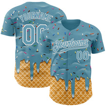 Load image into Gallery viewer, Custom Shadow Blue-White Ice Cream Waffle Foodie Dessert Authentic Baseball Jersey

