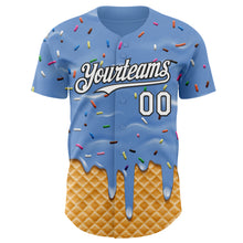 Charger l'image dans la galerie, Custom Light Blue White-Black Ice Cream Waffle Foodie Dessert Authentic Baseball Jersey
