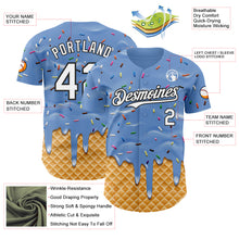 Charger l'image dans la galerie, Custom Light Blue White-Black Ice Cream Waffle Foodie Dessert Authentic Baseball Jersey
