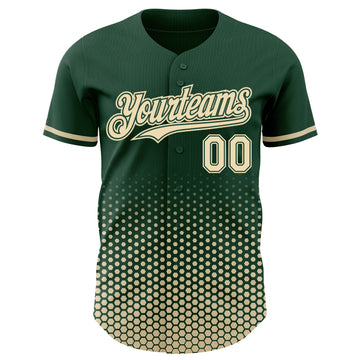 Custom Green-Cream Geometric Hexagonal Dot Gradient Authentic Baseball Jersey