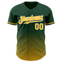 Charger l'image dans la galerie, Custom Green Gold-White Geometric Hexagonal Dot Gradient Authentic Baseball Jersey

