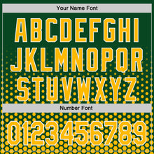 Charger l'image dans la galerie, Custom Green Gold-White Geometric Hexagonal Dot Gradient Authentic Baseball Jersey
