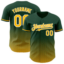 Charger l'image dans la galerie, Custom Green Gold-White Geometric Hexagonal Dot Gradient Authentic Baseball Jersey
