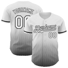 Charger l'image dans la galerie, Custom White-Black Geometric Hexagonal Dot Gradient Authentic Baseball Jersey
