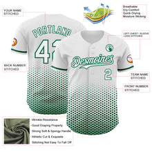 Charger l'image dans la galerie, Custom White-Kelly Green Geometric Hexagonal Dot Gradient Authentic Baseball Jersey

