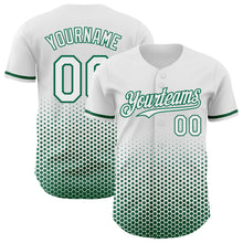 Charger l'image dans la galerie, Custom White-Kelly Green Geometric Hexagonal Dot Gradient Authentic Baseball Jersey
