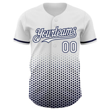 Charger l'image dans la galerie, Custom White-Navy Geometric Hexagonal Dot Gradient Authentic Baseball Jersey
