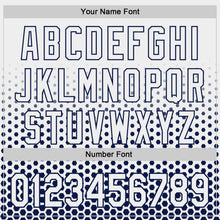 Charger l'image dans la galerie, Custom White-Navy Geometric Hexagonal Dot Gradient Authentic Baseball Jersey
