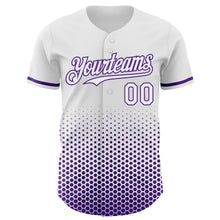 Charger l'image dans la galerie, Custom White-Purple Geometric Hexagonal Dot Gradient Authentic Baseball Jersey
