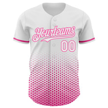 Charger l'image dans la galerie, Custom White-Pink Geometric Hexagonal Dot Gradient Authentic Baseball Jersey
