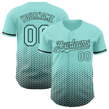 Charger l'image dans la galerie, Custom Ice Blue-Black Geometric Hexagonal Dot Gradient Authentic Baseball Jersey
