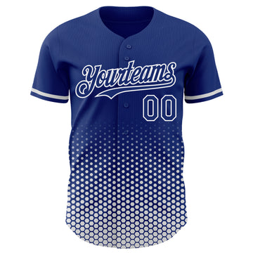 Custom Royal-White Geometric Hexagonal Dot Gradient Authentic Baseball Jersey