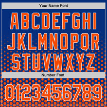 Charger l'image dans la galerie, Custom Royal Orange-White Geometric Hexagonal Dot Gradient Authentic Baseball Jersey
