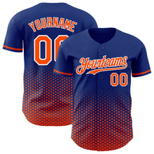 Charger l'image dans la galerie, Custom Royal Orange-White Geometric Hexagonal Dot Gradient Authentic Baseball Jersey
