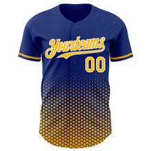Charger l'image dans la galerie, Custom Royal Gold-White Geometric Hexagonal Dot Gradient Authentic Baseball Jersey
