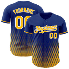 Charger l'image dans la galerie, Custom Royal Gold-White Geometric Hexagonal Dot Gradient Authentic Baseball Jersey
