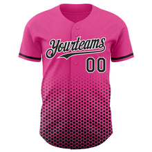 Charger l'image dans la galerie, Custom Pink Black-White Geometric Hexagonal Dot Gradient Authentic Baseball Jersey
