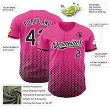 Charger l'image dans la galerie, Custom Pink Black-White Geometric Hexagonal Dot Gradient Authentic Baseball Jersey
