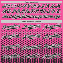 Charger l'image dans la galerie, Custom Pink Black-White Geometric Hexagonal Dot Gradient Authentic Baseball Jersey
