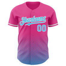 Charger l'image dans la galerie, Custom Pink Sky Blue-White Geometric Hexagonal Dot Gradient Authentic Baseball Jersey

