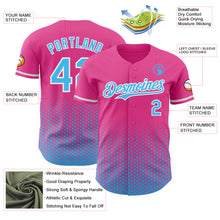 Charger l'image dans la galerie, Custom Pink Sky Blue-White Geometric Hexagonal Dot Gradient Authentic Baseball Jersey
