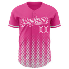 Charger l'image dans la galerie, Custom Pink-White Geometric Hexagonal Dot Gradient Authentic Baseball Jersey
