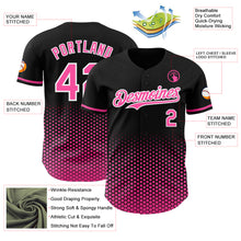 Charger l'image dans la galerie, Custom Black Pink-White Geometric Hexagonal Dot Gradient Authentic Baseball Jersey
