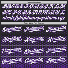 Charger l'image dans la galerie, Custom Black White-Purple Geometric Hexagonal Dot Gradient Authentic Baseball Jersey
