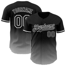 Charger l'image dans la galerie, Custom Black-White Geometric Hexagonal Dot Gradient Authentic Baseball Jersey
