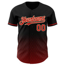 Charger l'image dans la galerie, Custom Black Red-Cream Geometric Hexagonal Dot Gradient Authentic Baseball Jersey
