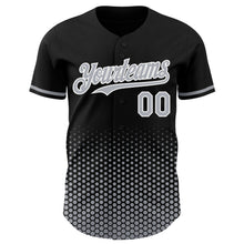 Charger l'image dans la galerie, Custom Black Gray-White Geometric Hexagonal Dot Gradient Authentic Baseball Jersey
