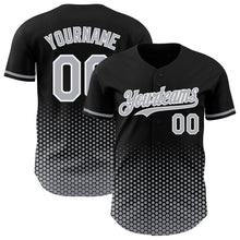 Charger l'image dans la galerie, Custom Black Gray-White Geometric Hexagonal Dot Gradient Authentic Baseball Jersey
