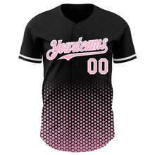 Charger l'image dans la galerie, Custom Black Light Pink-White Geometric Hexagonal Dot Gradient Authentic Baseball Jersey
