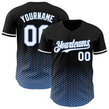 Charger l'image dans la galerie, Custom Black White-Light Blue Geometric Hexagonal Dot Gradient Authentic Baseball Jersey

