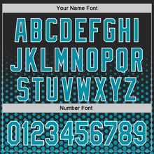 Charger l'image dans la galerie, Custom Black Teal-White Geometric Hexagonal Dot Gradient Authentic Baseball Jersey
